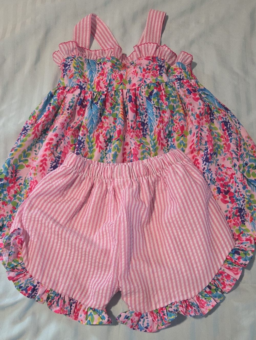 Sweet LaRoe Girls Pink Floral Matching Short Set